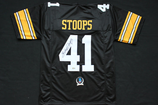 BOB STOOPS IOWA HAWKEYES SIGNED JERSEY Oklahoma OU Sooners BAS COA