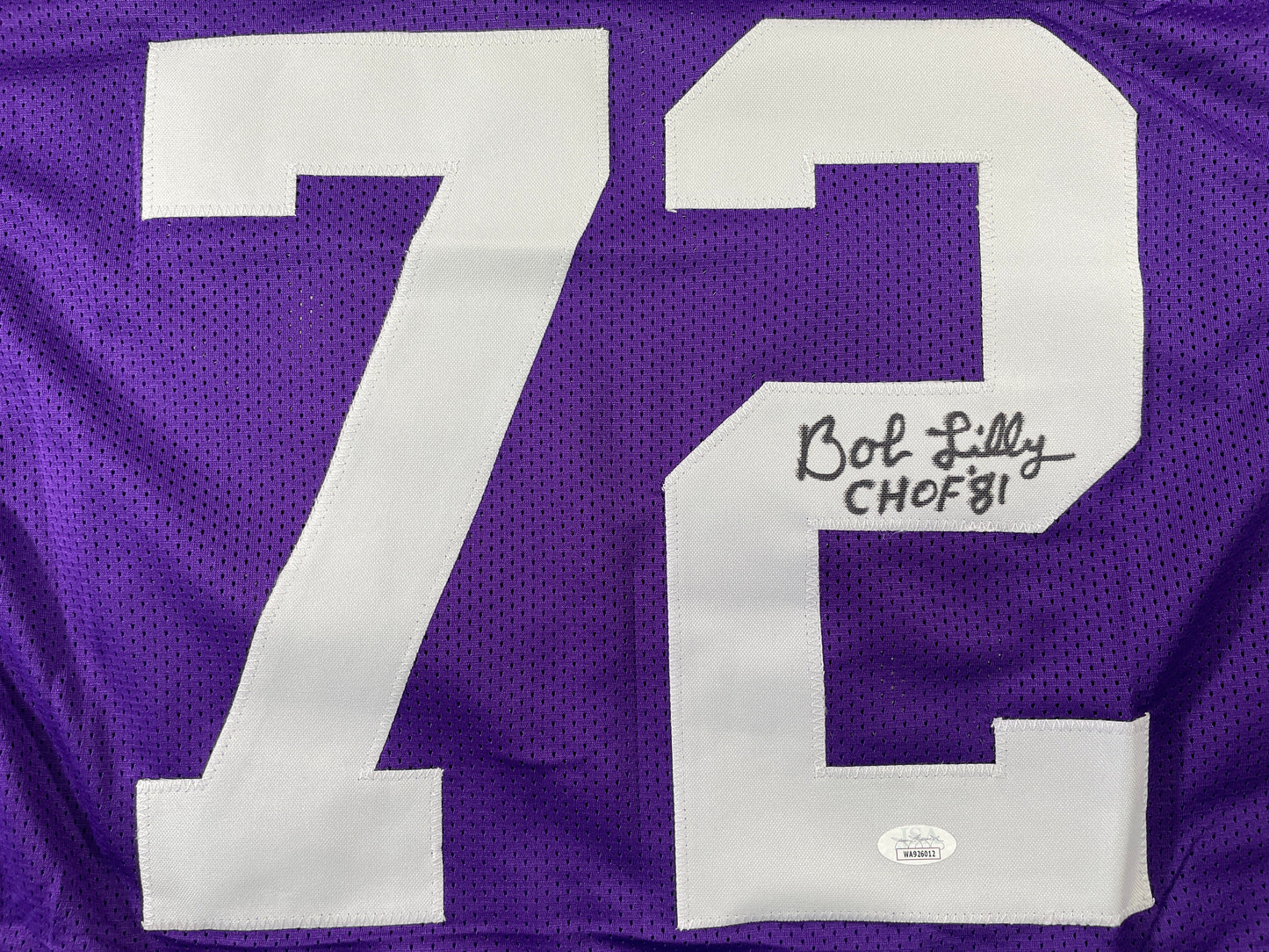 BOB LILLY TCU HORNED FROGS SIGNED STAT JERSEY w/CHOF 81 Dallas Cowboys JSA