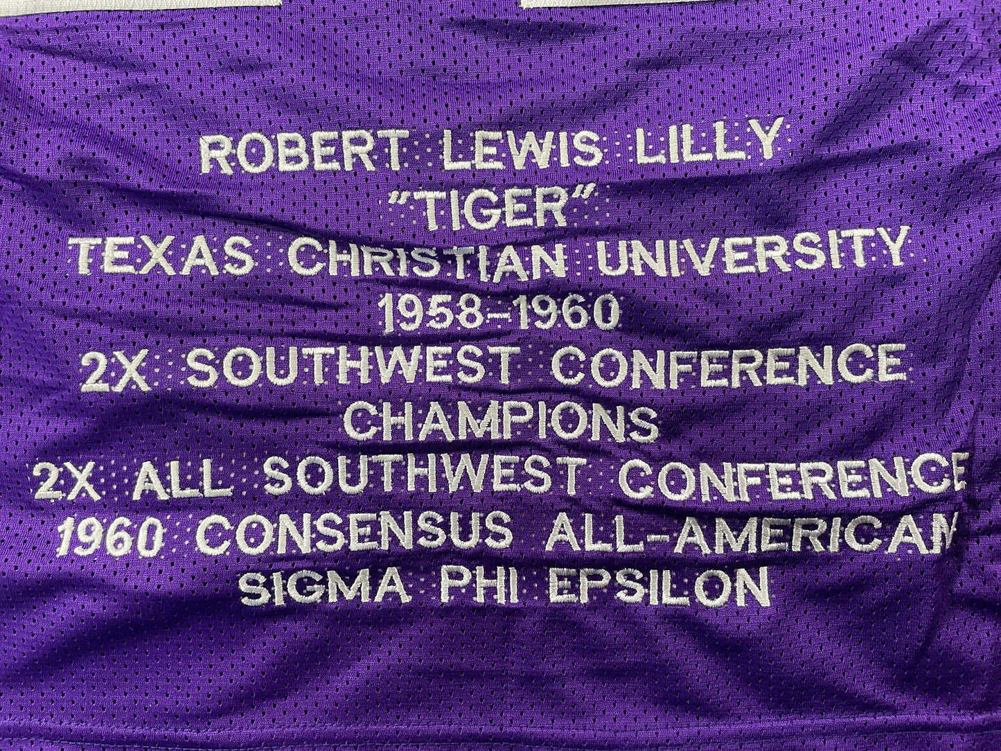 BOB LILLY TCU HORNED FROGS SIGNED STAT JERSEY w/CHOF 81 Dallas Cowboys JSA