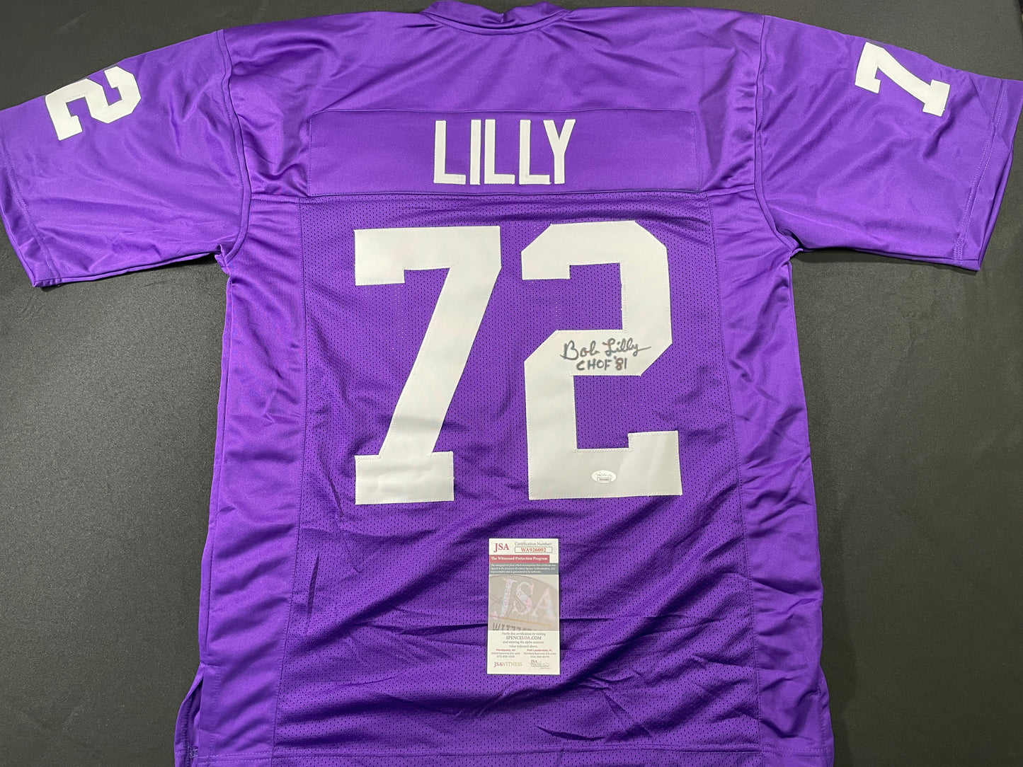 BOB LILLY TCU HORNED FROGS SIGNED JERSEY w/CHOF 81 Dallas Cowboys JSA