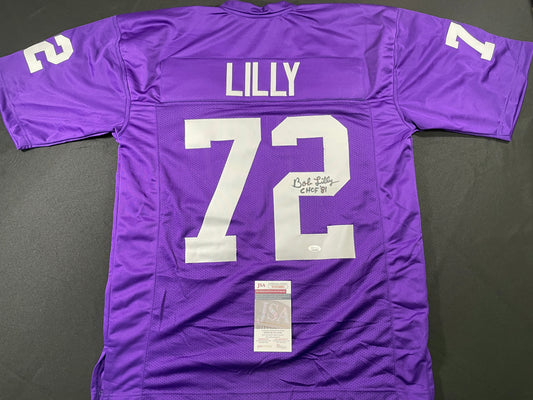 BOB LILLY TCU HORNED FROGS SIGNED JERSEY w/CHOF 81 Dallas Cowboys JSA