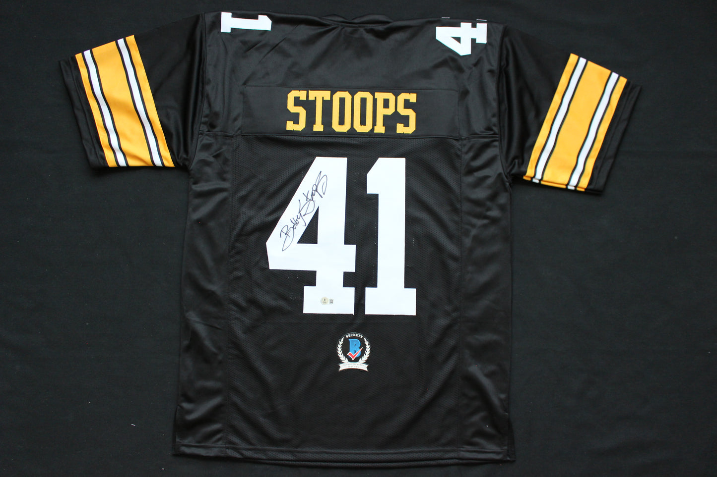 BOB STOOPS IOWA HAWKEYES SIGNED JERSEY Oklahoma OU Sooners BAS COA