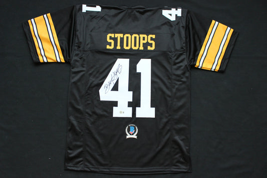 BOB STOOPS IOWA HAWKEYES SIGNED JERSEY Oklahoma OU Sooners BAS COA