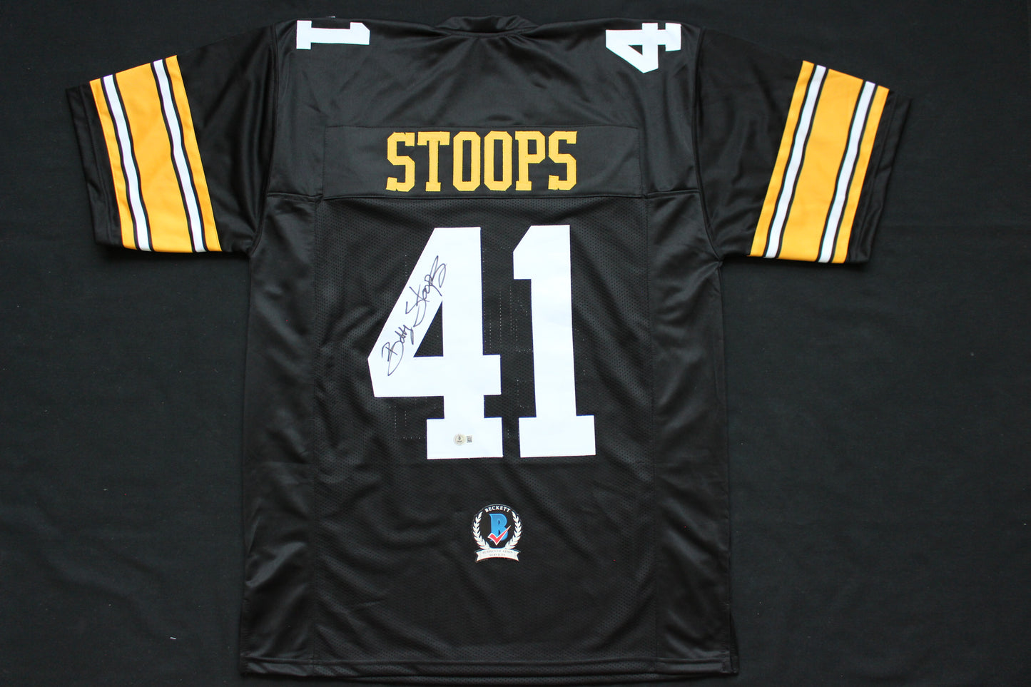 BOB STOOPS IOWA HAWKEYES SIGNED JERSEY Oklahoma OU Sooners BAS COA