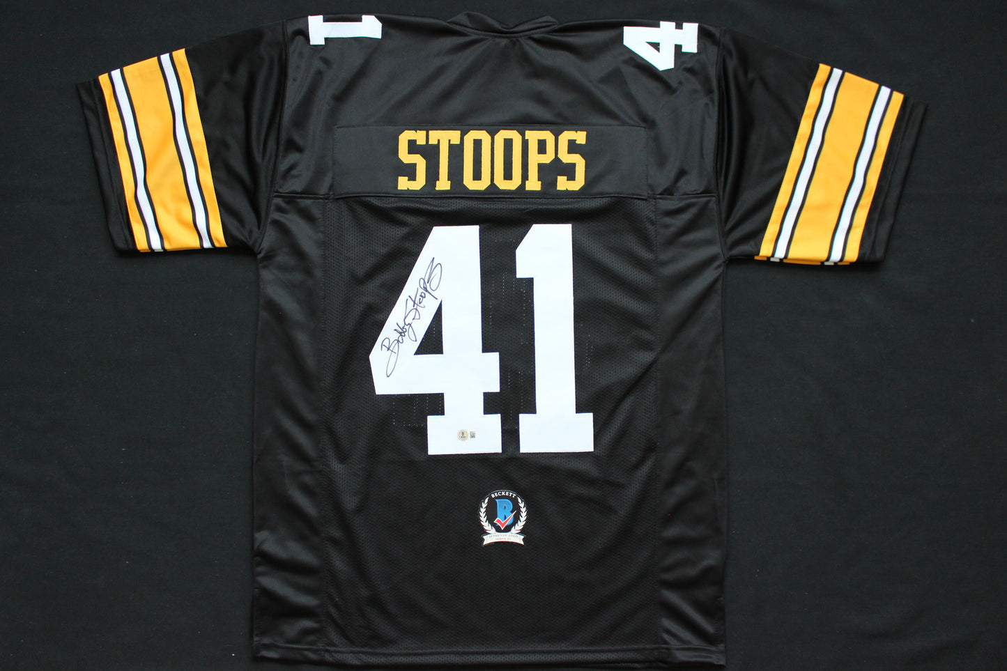 BOB STOOPS IOWA HAWKEYES SIGNED JERSEY Oklahoma OU Sooners BAS COA
