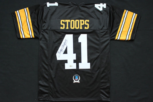 BOB STOOPS IOWA HAWKEYES SIGNED JERSEY Oklahoma OU Sooners BAS COA