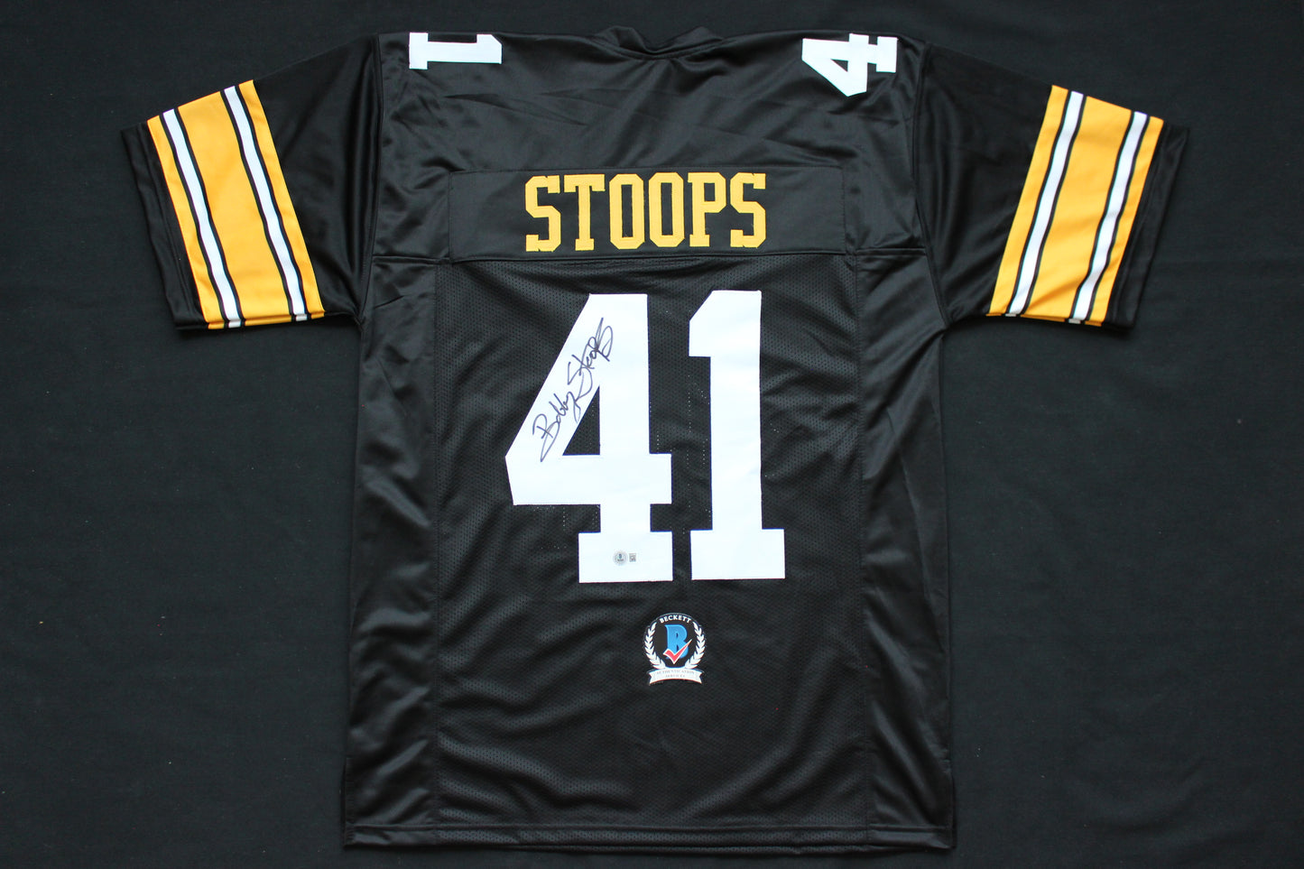 BOB STOOPS IOWA HAWKEYES SIGNED JERSEY Oklahoma OU Sooners BAS COA