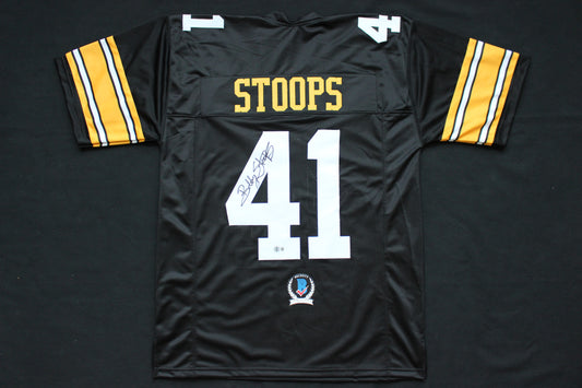 BOB STOOPS IOWA HAWKEYES SIGNED JERSEY Oklahoma OU Sooners BAS COA