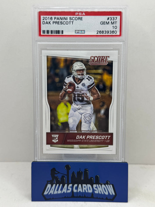 2016 Panini Score #337 Dak Prescott Rookie RC PSA 10