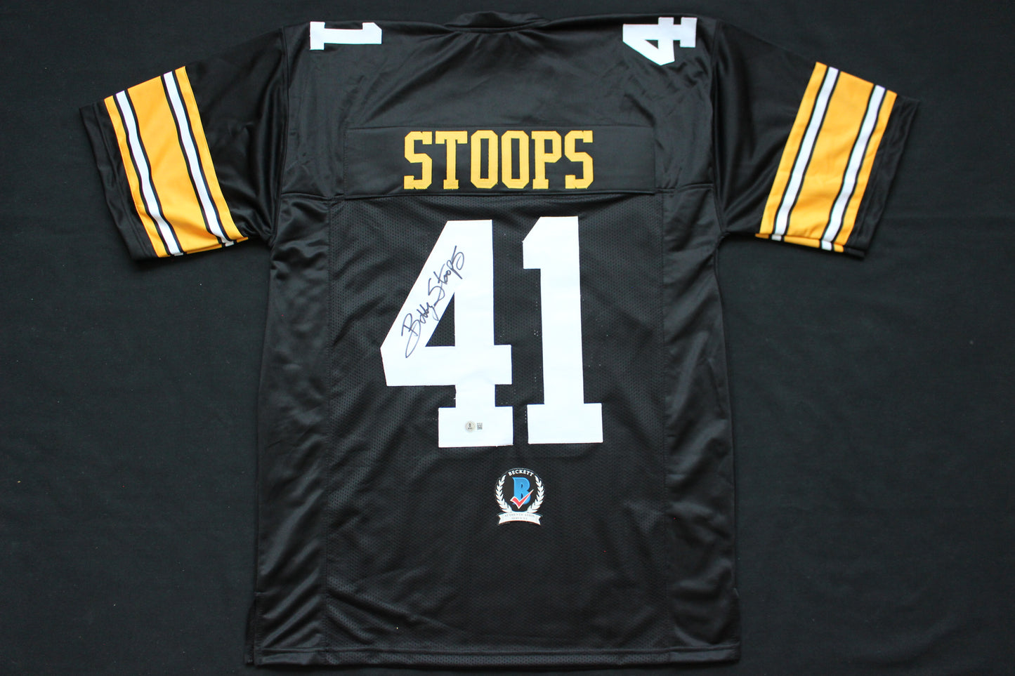 BOB STOOPS IOWA HAWKEYES SIGNED JERSEY Oklahoma OU Sooners BAS COA