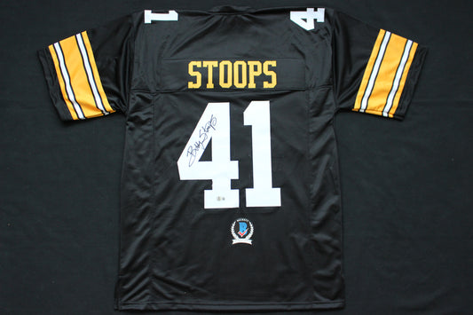 BOB STOOPS IOWA HAWKEYES SIGNED JERSEY Oklahoma OU Sooners BAS COA