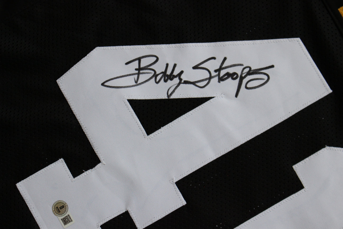 BOB STOOPS IOWA HAWKEYES SIGNED JERSEY Oklahoma OU Sooners BAS COA