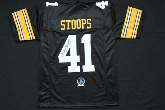 BOB STOOPS IOWA HAWKEYES SIGNED JERSEY Oklahoma OU Sooners BAS COA