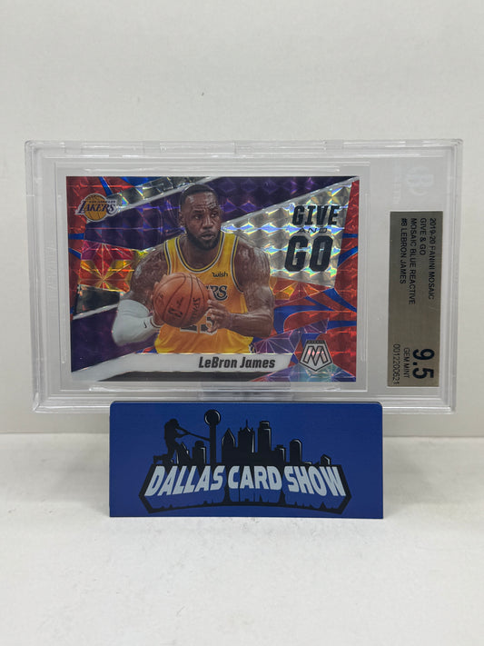 2019-20 Panini Mosaic #8 Lebron James Give & Go Blue /99 BGS 9.5