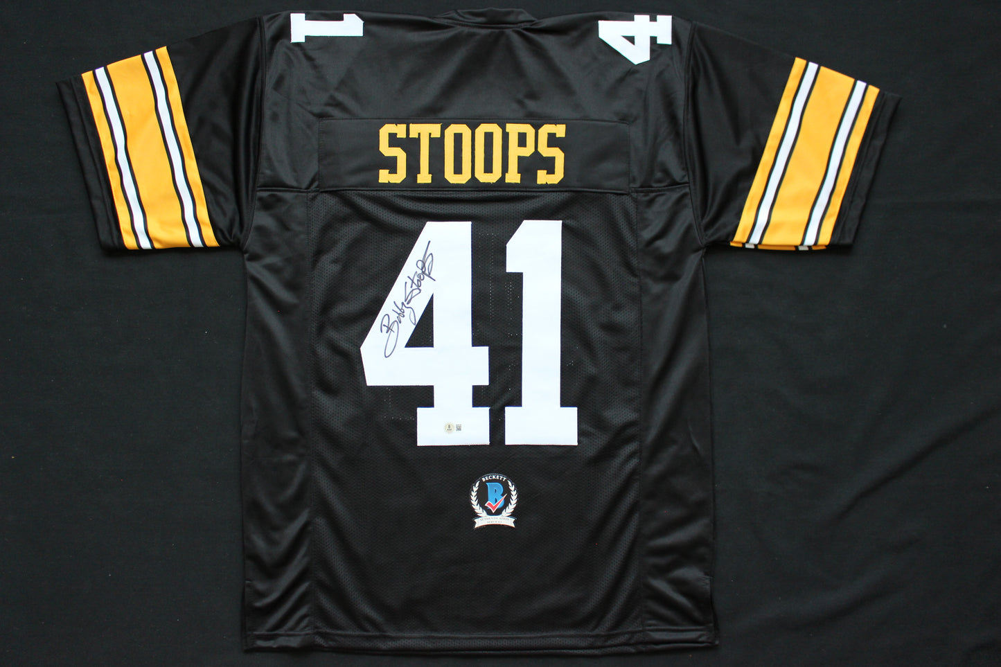BOB STOOPS IOWA HAWKEYES SIGNED JERSEY Oklahoma OU Sooners BAS COA