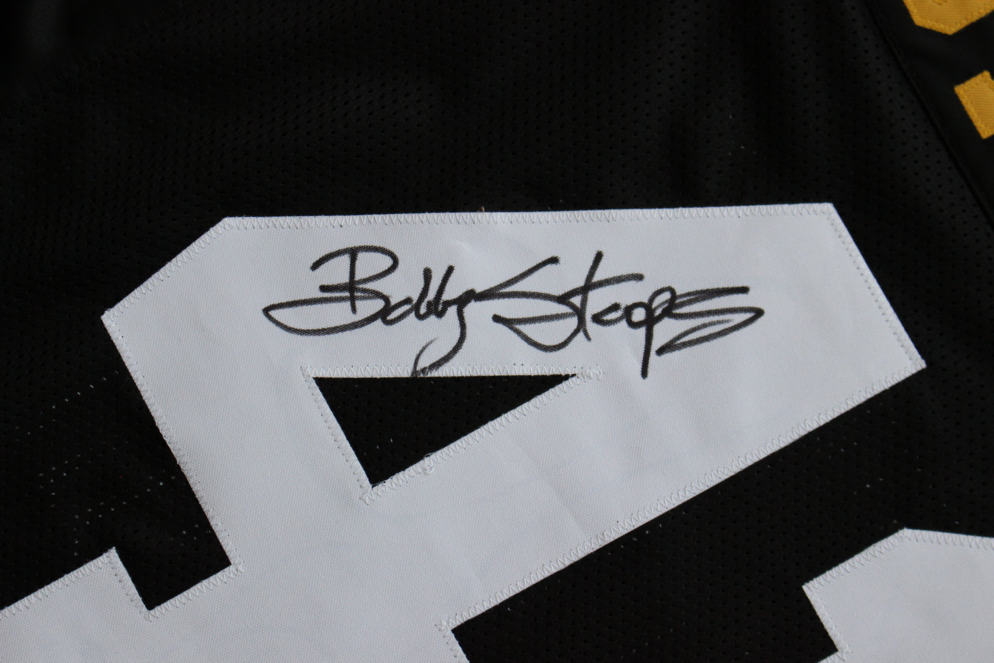 BOB BOBBY STOOPS IOWA HAWKEYES SIGNED FOOTBALL JERSEY OU Sooners BAS