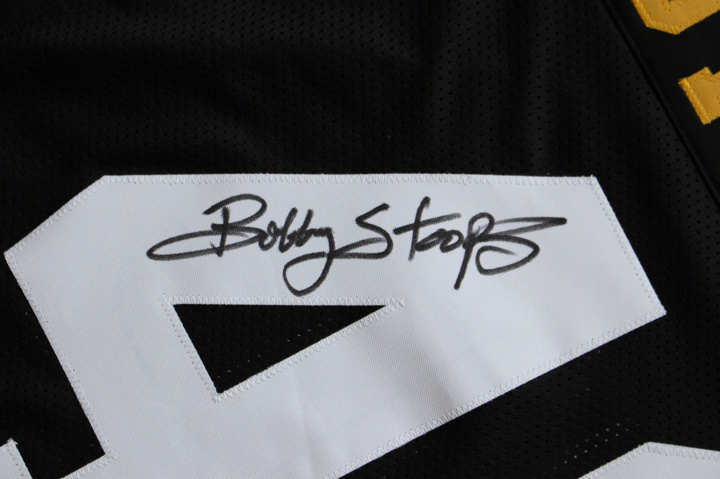 BOB BOBBY STOOPS IOWA HAWKEYES SIGNED FOOTBALL JERSEY OU Sooners BAS