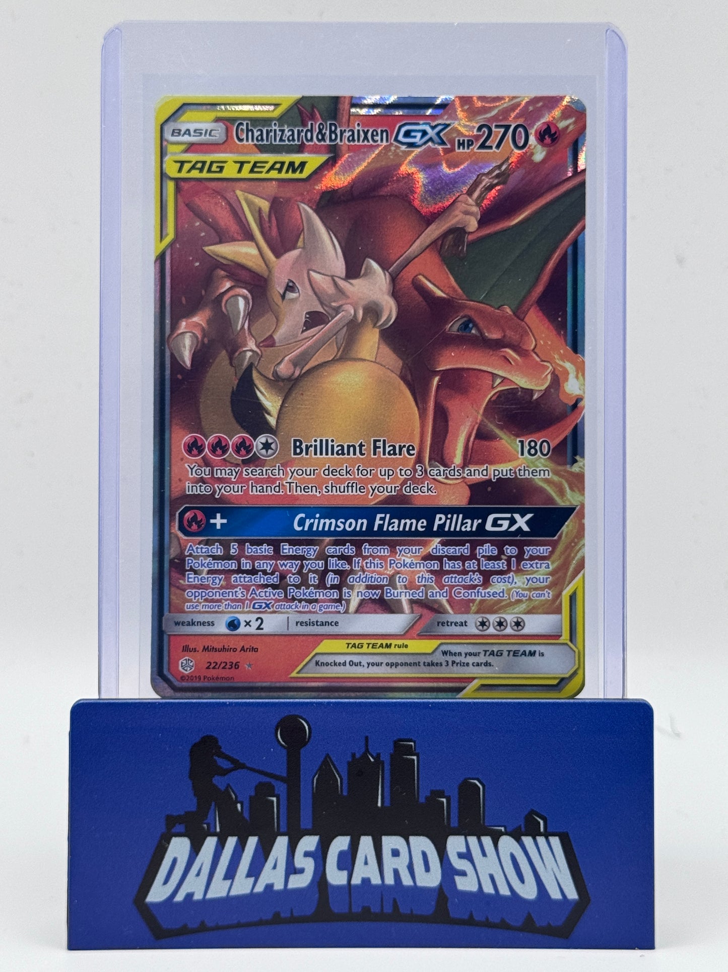 2019 Pokemon - Charizard & Braixen GX - 22/236 Cosmic Eclipse NM