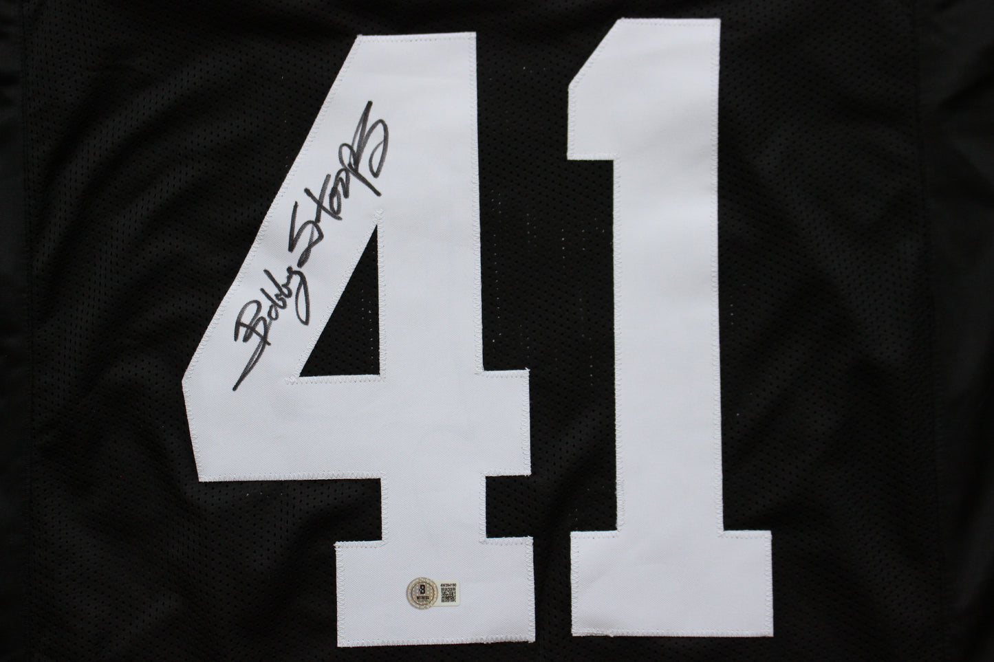 BOB BOBBY STOOPS IOWA HAWKEYES SIGNED FOOTBALL JERSEY OU Sooners BAS