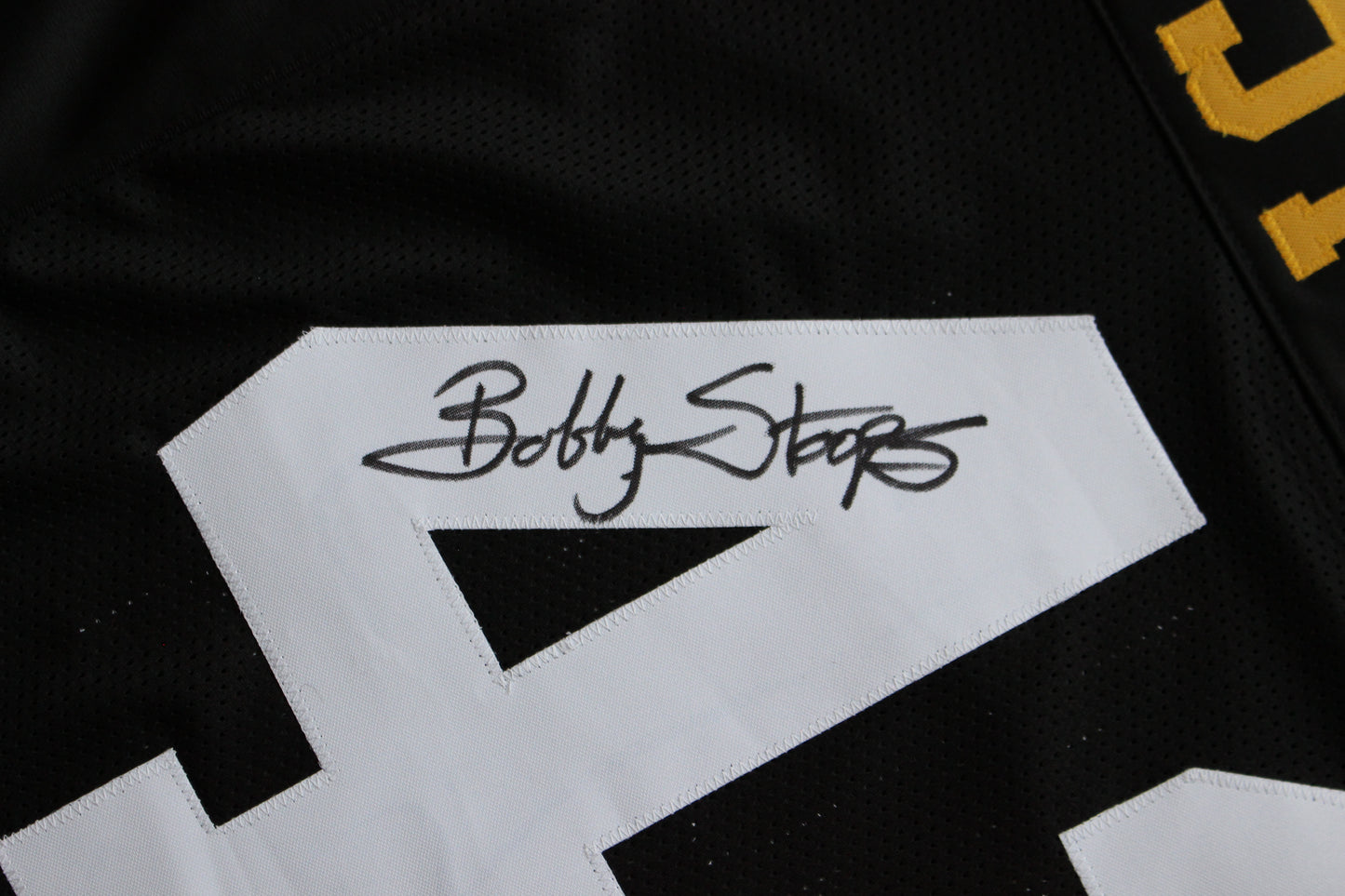 BOB BOBBY STOOPS IOWA HAWKEYES SIGNED FOOTBALL JERSEY OU Sooners BAS