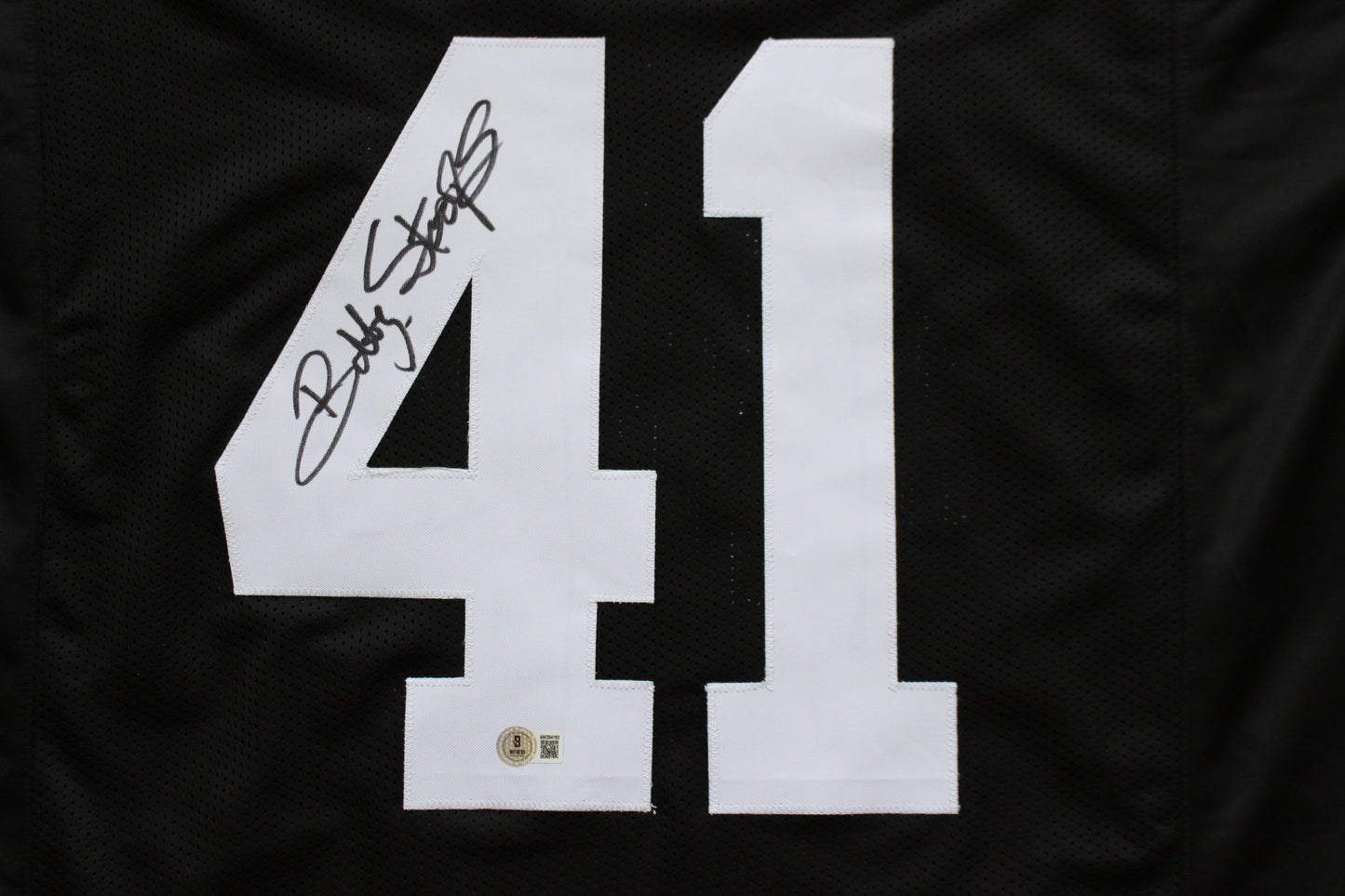 BOB BOBBY STOOPS IOWA HAWKEYES SIGNED FOOTBALL JERSEY OU Sooners BAS