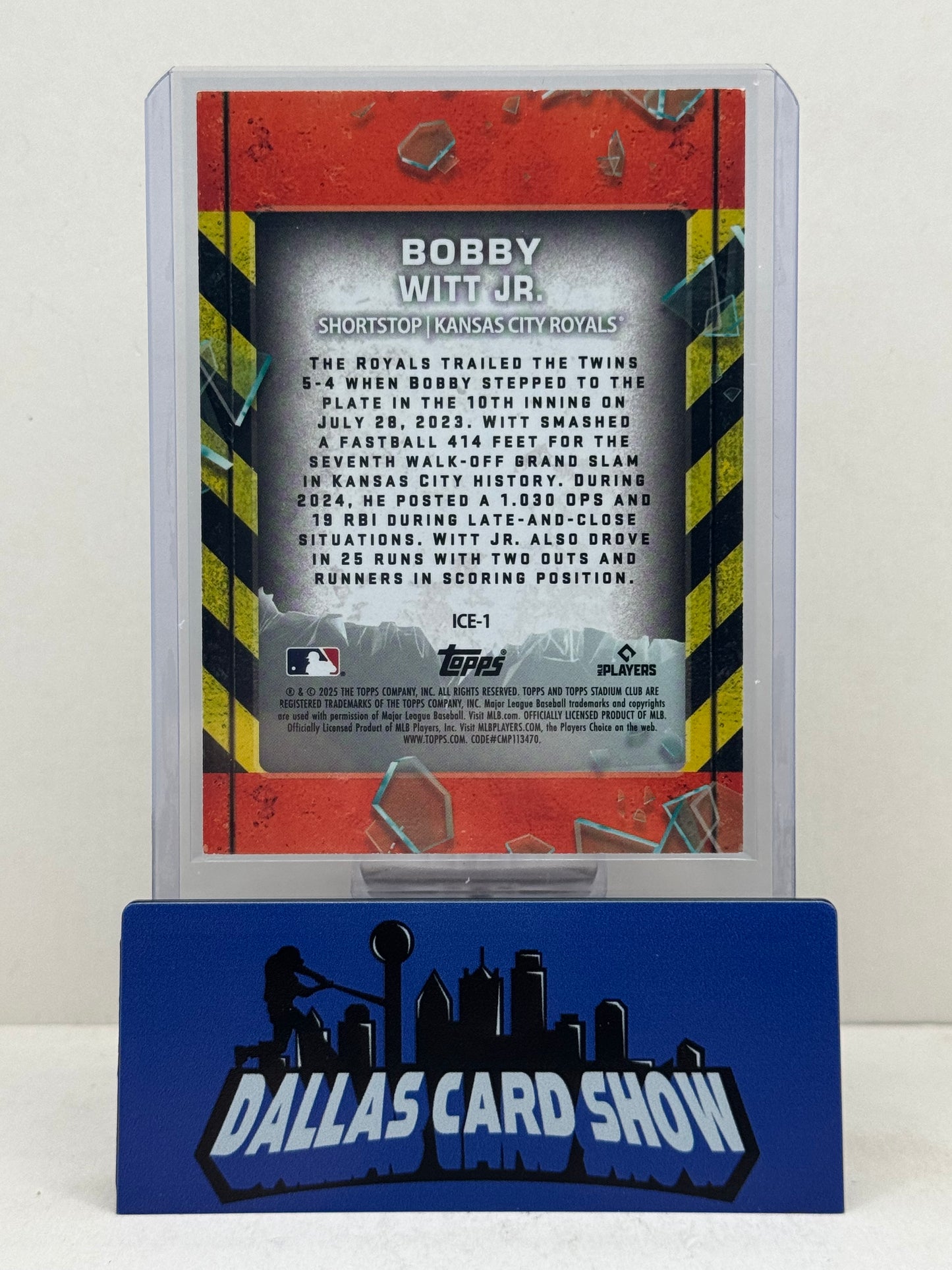 2025 Topps Stadium Club #ICE-1 Bobby Witt Jr. Gold In Case of Emergency /50