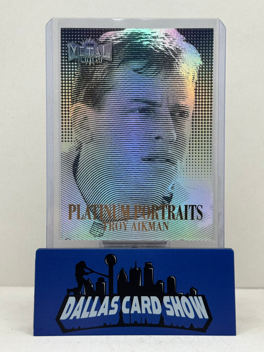 1997 Skybox Metal Universe #1 Troy Aikman Platinum Portraits Cowboys