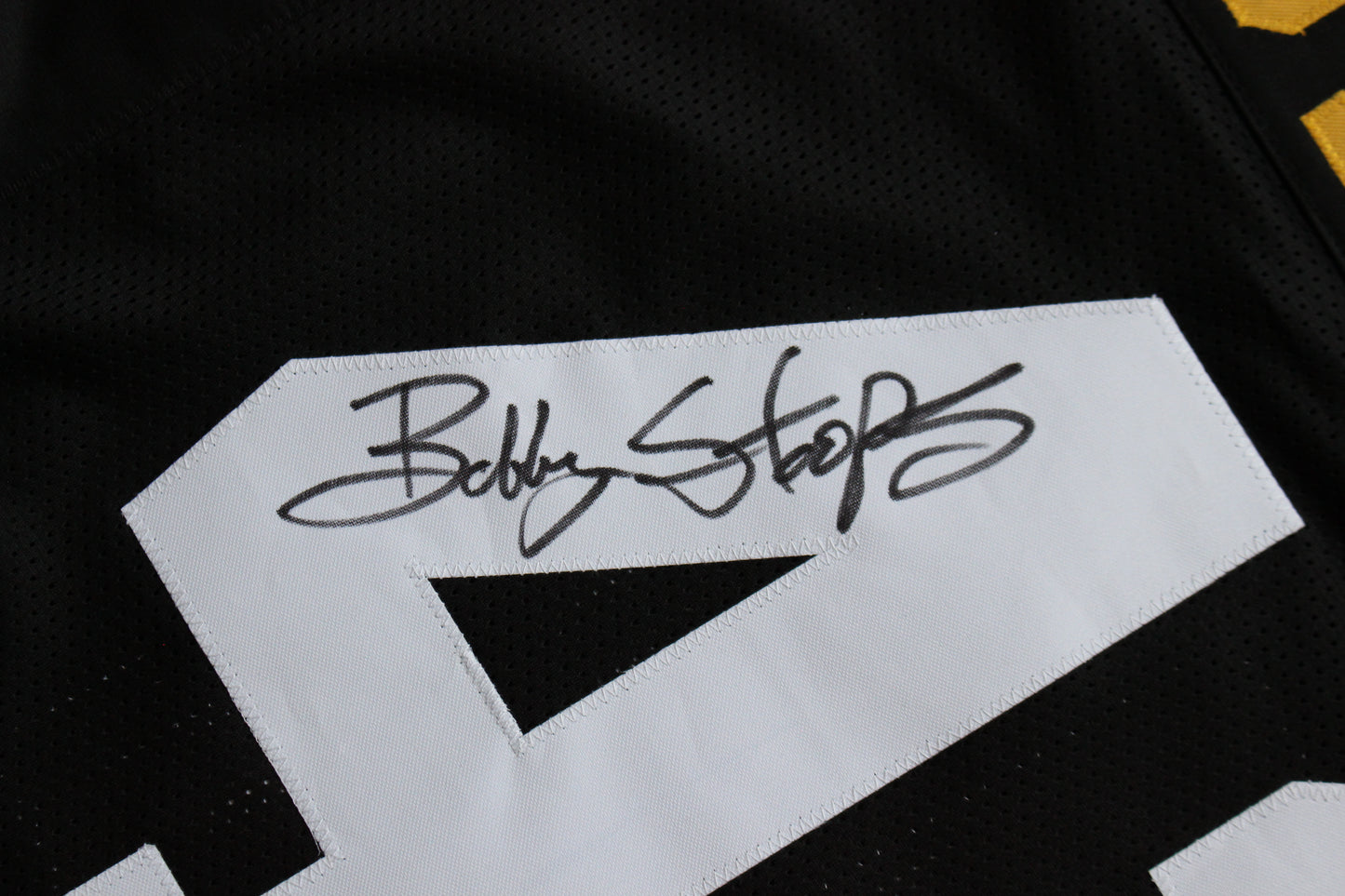 BOB BOBBY STOOPS IOWA HAWKEYES SIGNED FOOTBALL JERSEY OU Sooners BAS