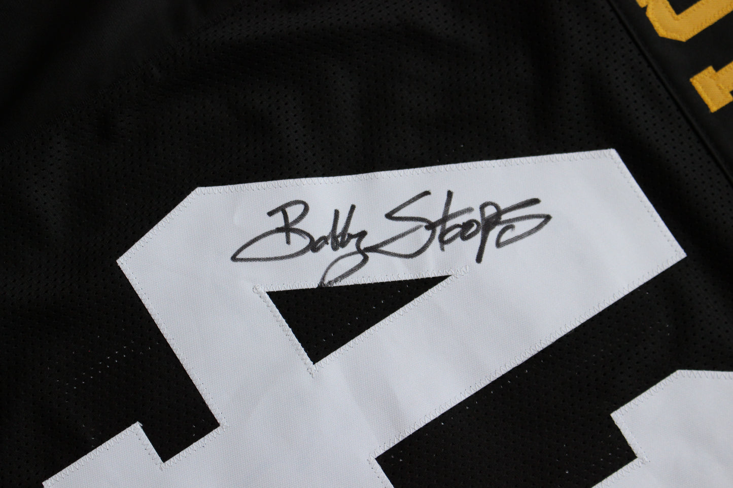 BOB BOBBY STOOPS IOWA HAWKEYES SIGNED FOOTBALL JERSEY OU Sooners BAS