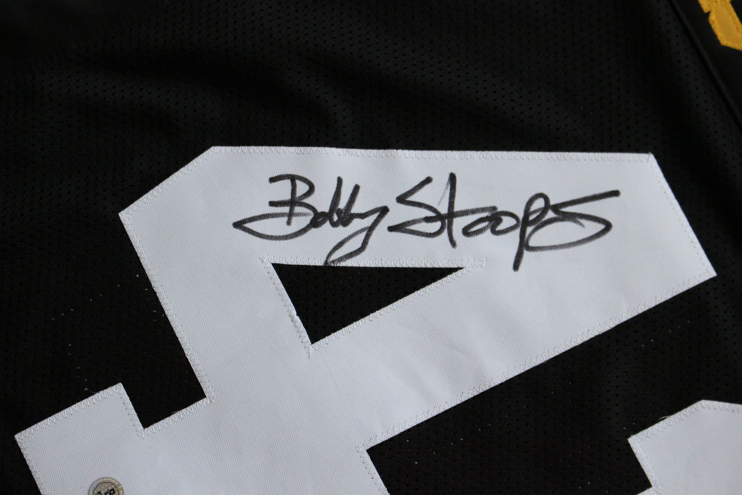 BOB BOBBY STOOPS IOWA HAWKEYES SIGNED FOOTBALL JERSEY OU Sooners BAS