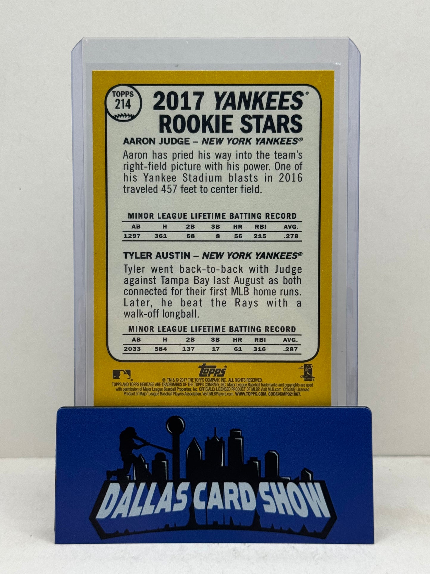 2017 Topps #214 Aaron Judge,Tyler Austin Yankees Rookie Stars Rookie RC