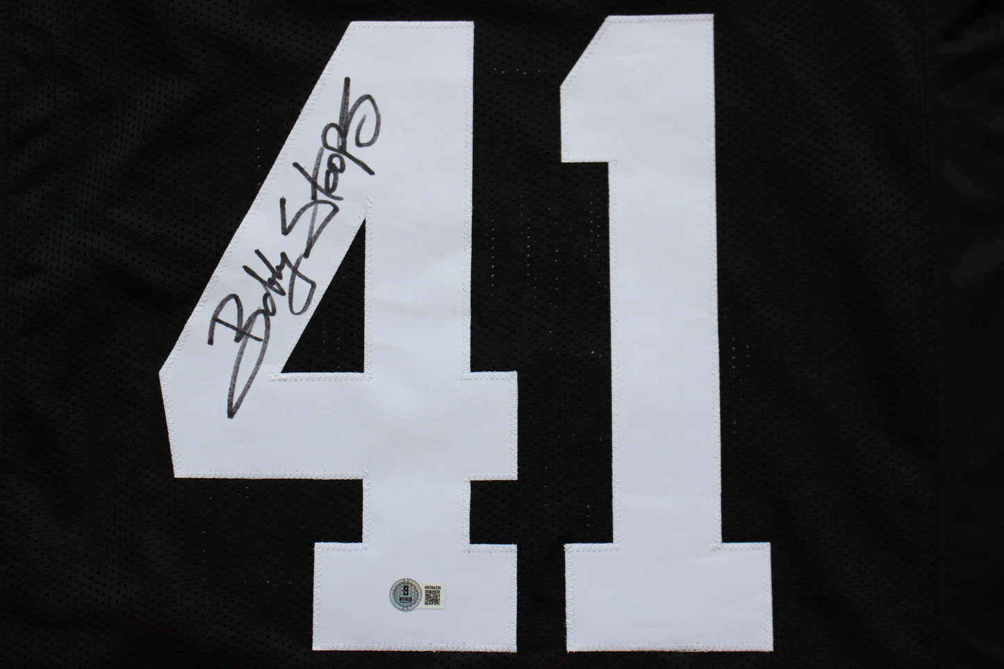 BOB BOBBY STOOPS IOWA HAWKEYES SIGNED FOOTBALL JERSEY OU Sooners BAS
