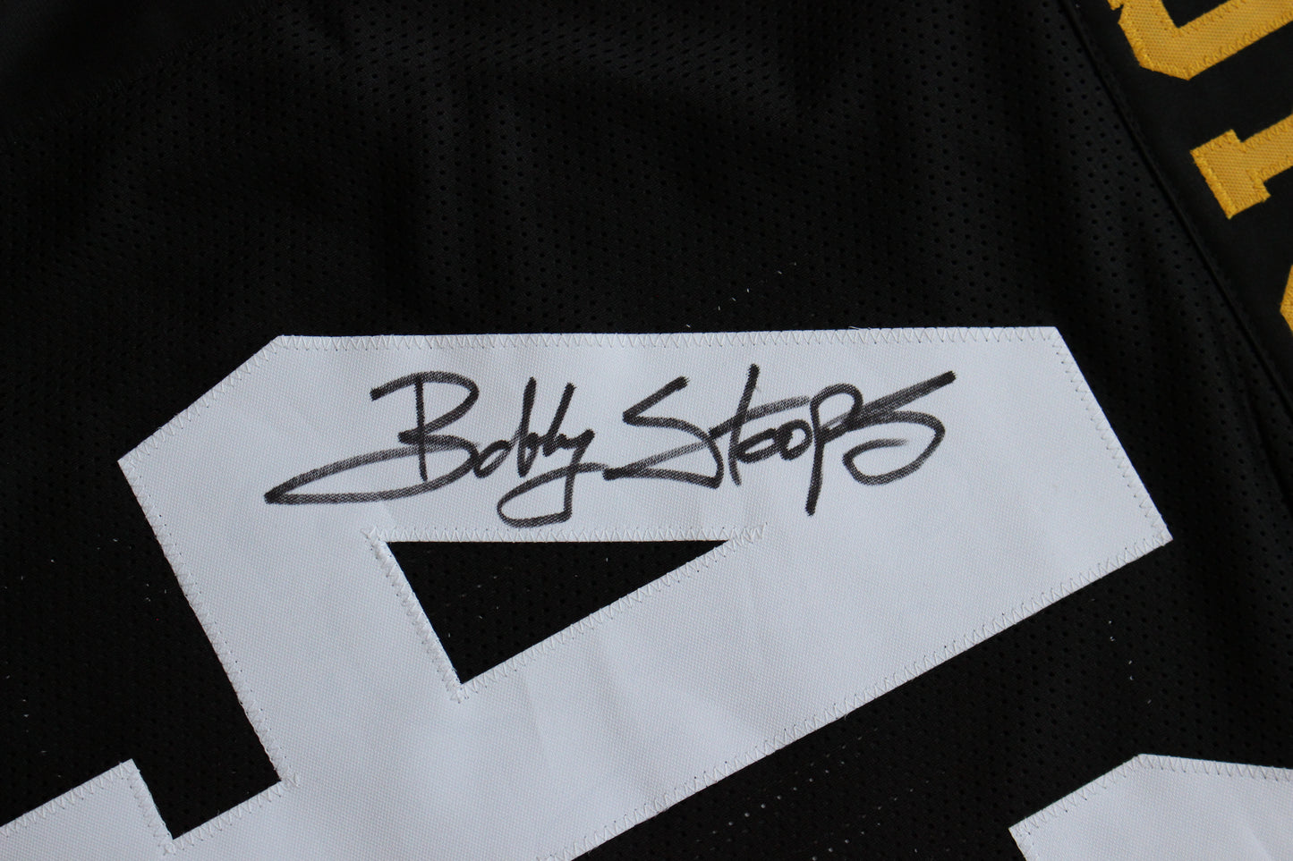 BOB BOBBY STOOPS IOWA HAWKEYES SIGNED FOOTBALL JERSEY OU Sooners BAS