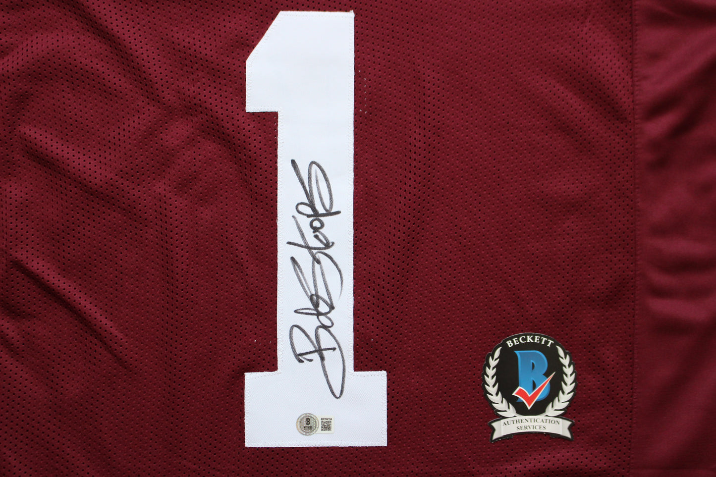 BOB STOOPS OU SOONERS SIGNED STAT FOOTBALL JERSEY Oklahoma BAS COA