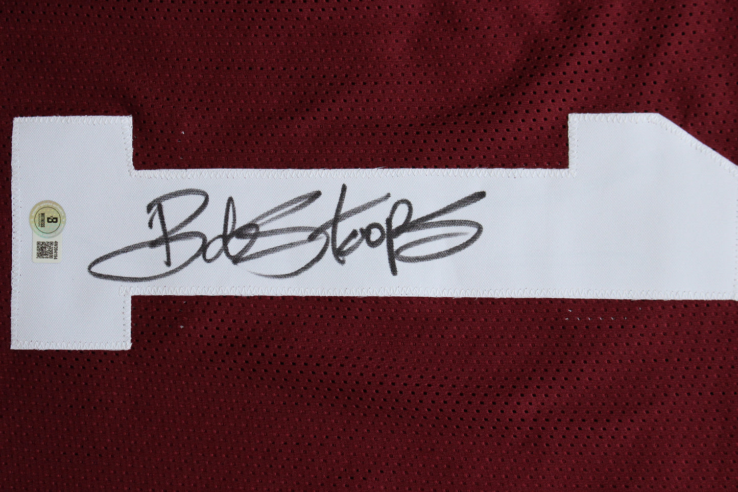 BOB STOOPS OU SOONERS SIGNED STAT FOOTBALL JERSEY Oklahoma BAS COA