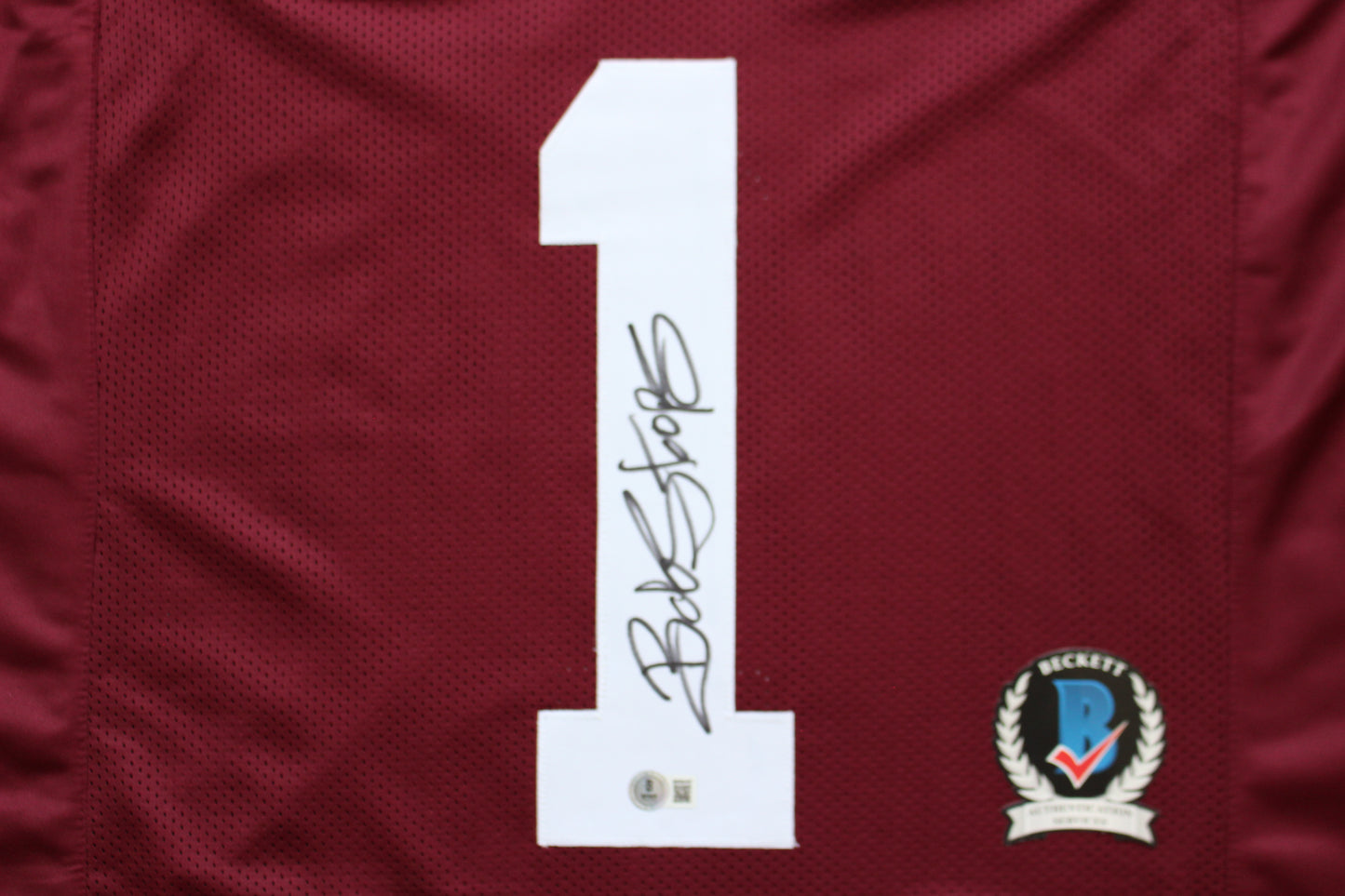 BOB STOOPS OU SOONERS SIGNED STAT FOOTBALL JERSEY Oklahoma BAS COA