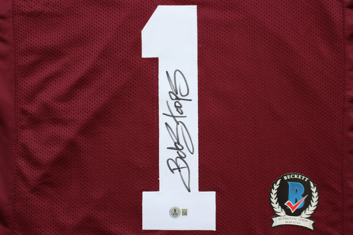 BOB STOOPS OU SOONERS SIGNED STAT FOOTBALL JERSEY Oklahoma BAS COA