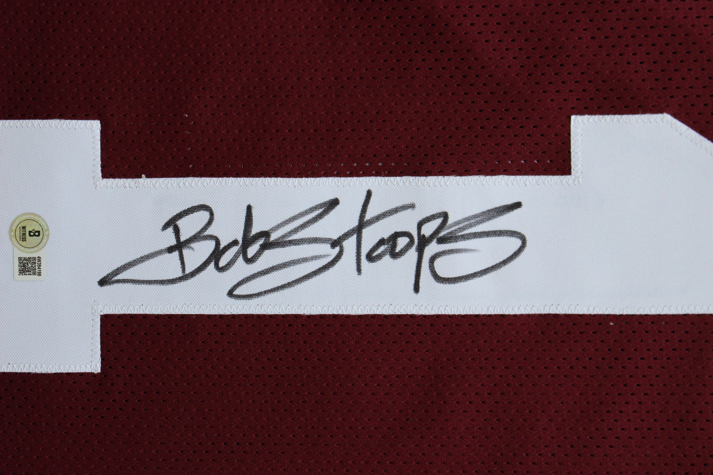 BOB STOOPS OU SOONERS SIGNED STAT FOOTBALL JERSEY Oklahoma BAS COA