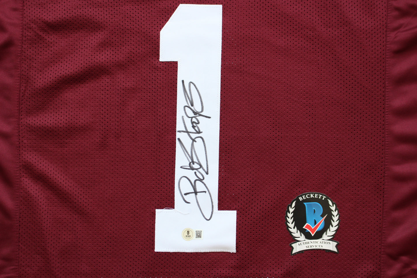 BOB STOOPS OU SOONERS SIGNED STAT FOOTBALL JERSEY Oklahoma BAS COA