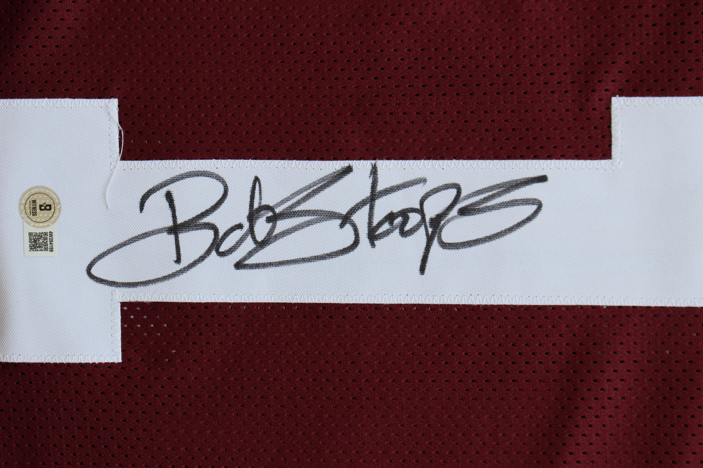 BOB STOOPS OU SOONERS SIGNED STAT FOOTBALL JERSEY Oklahoma BAS COA