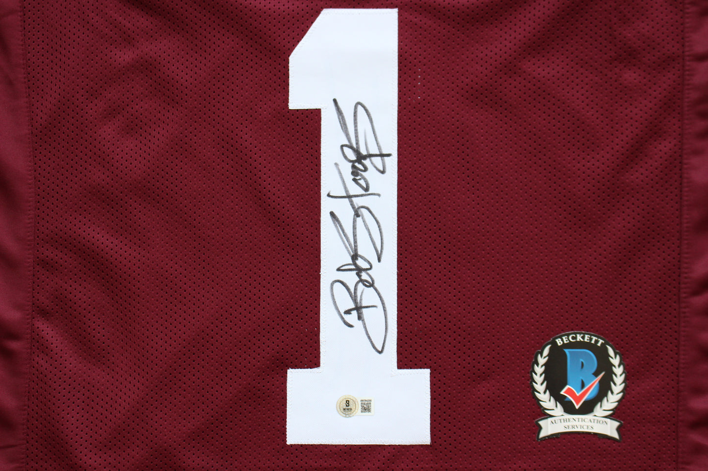 BOB STOOPS OU SOONERS SIGNED STAT FOOTBALL JERSEY Oklahoma BAS COA