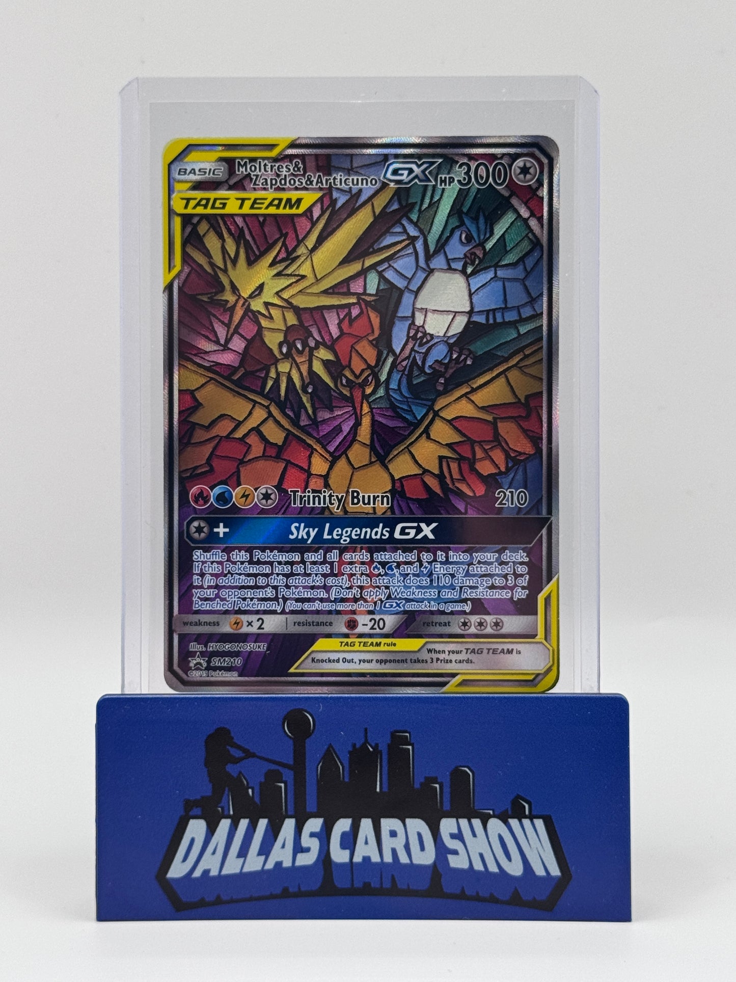 2019 Pokemon - Moltres & Zapdos & Articuno GX (Stained Glass) - SM210 ETB Promo NM