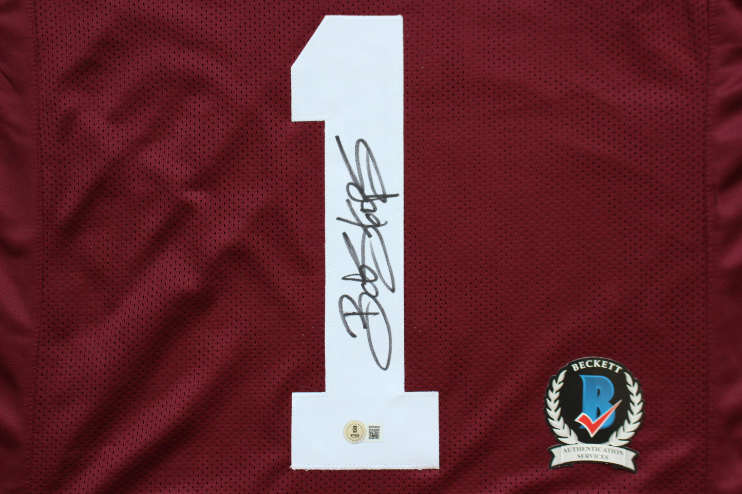 BOB STOOPS OU SOONERS SIGNED STAT FOOTBALL JERSEY Oklahoma BAS COA