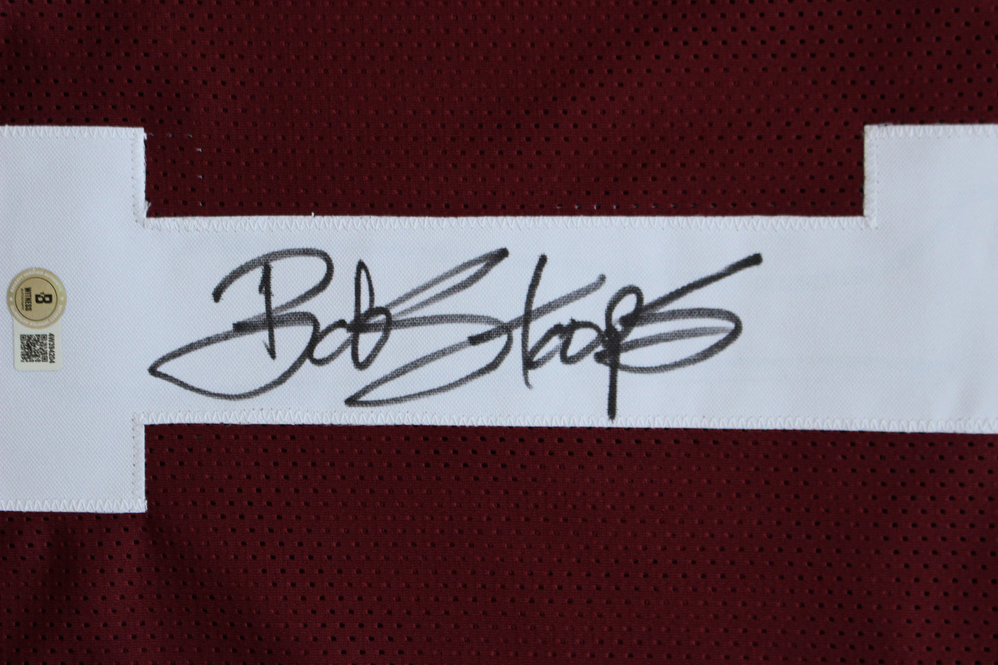 BOB STOOPS OU SOONERS SIGNED STAT FOOTBALL JERSEY Oklahoma BAS COA