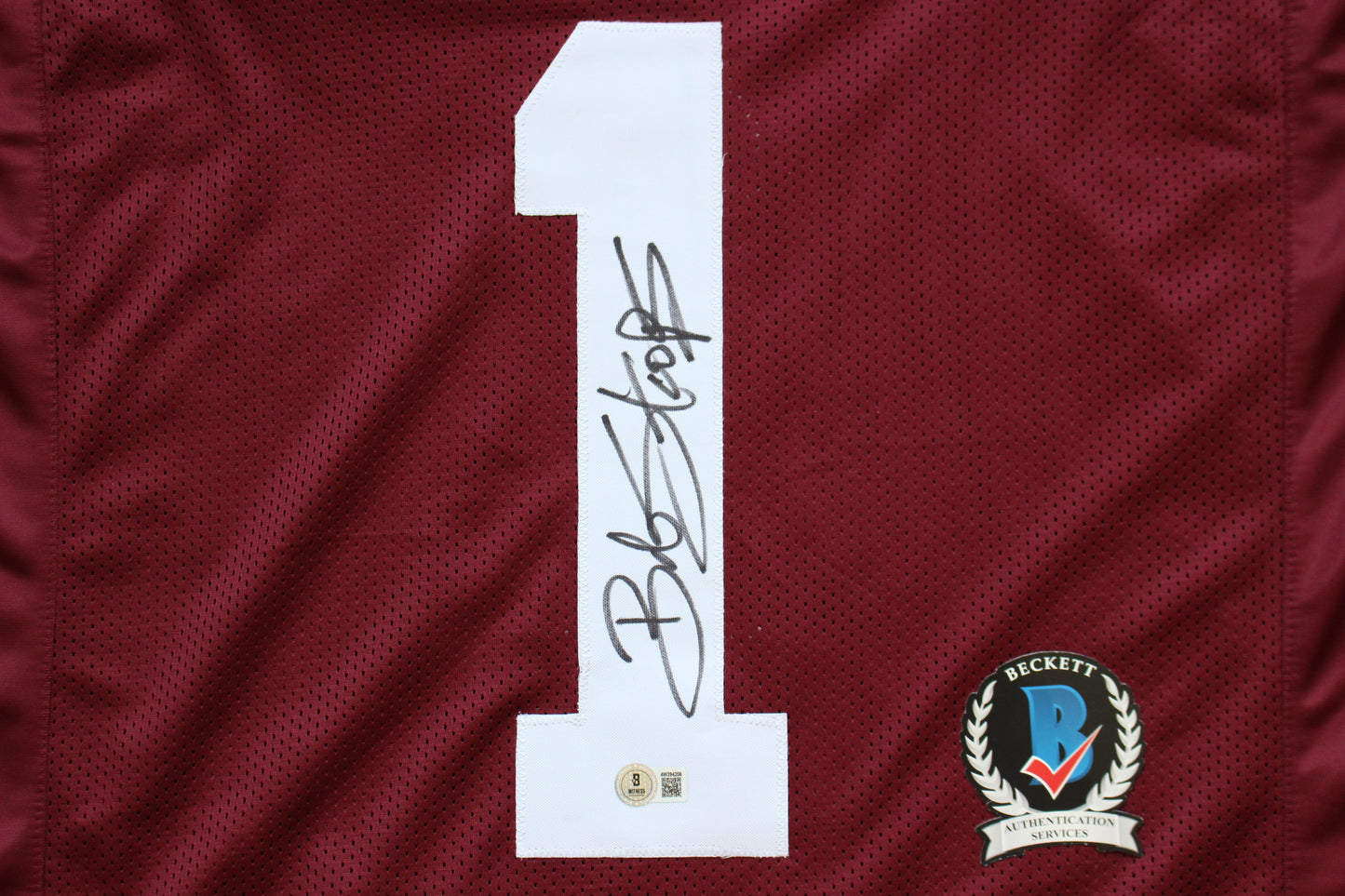 BOB STOOPS OU SOONERS SIGNED STAT FOOTBALL JERSEY Oklahoma BAS COA