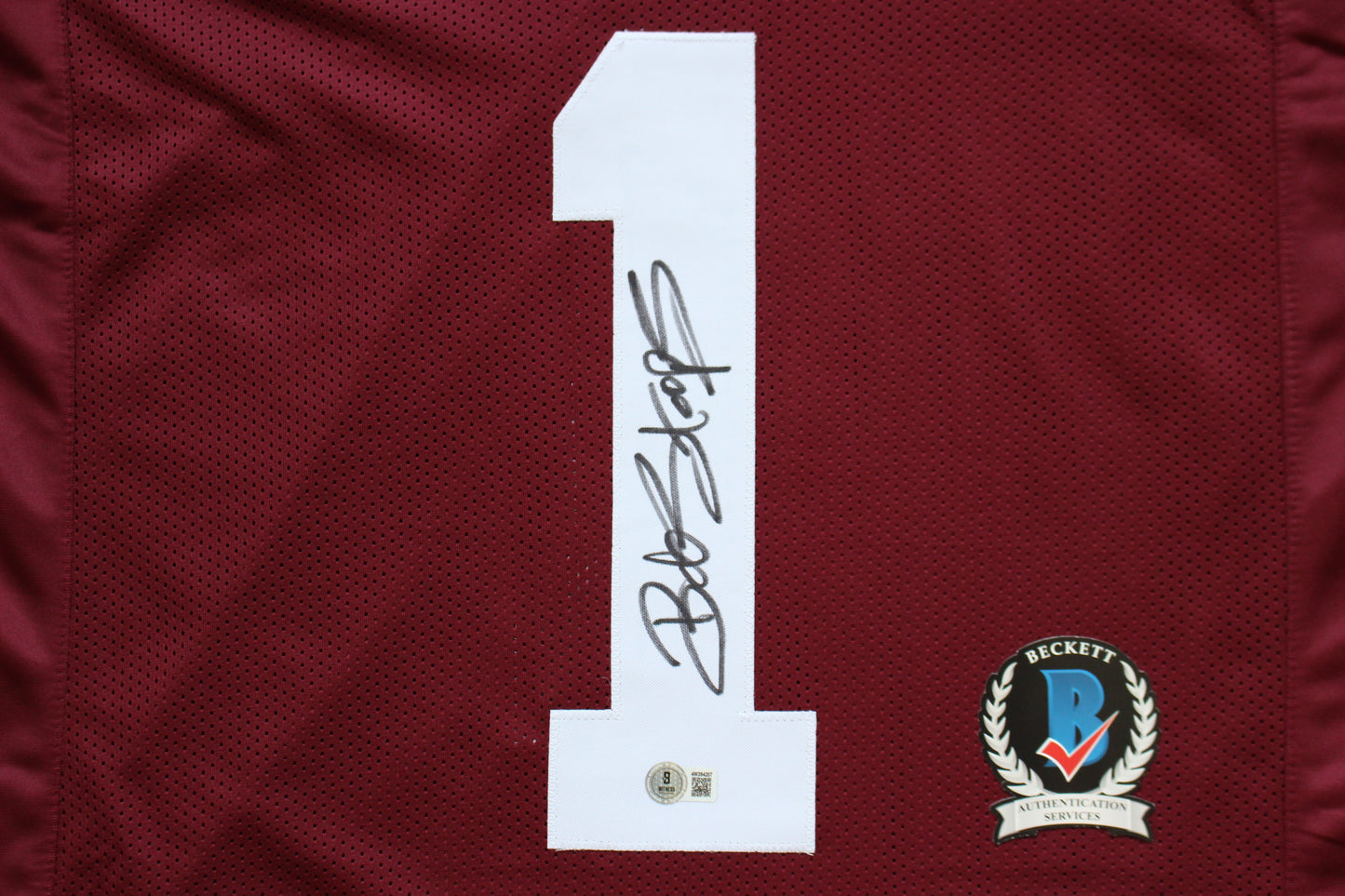 BOB STOOPS OU SOONERS SIGNED STAT FOOTBALL JERSEY Oklahoma BAS COA