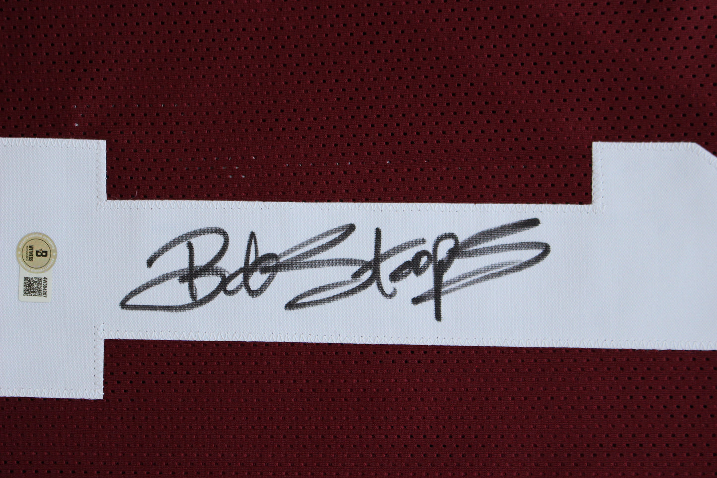 BOB STOOPS OU SOONERS SIGNED STAT FOOTBALL JERSEY Oklahoma BAS COA
