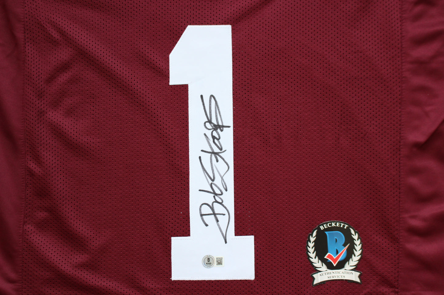 BOB STOOPS OU SOONERS SIGNED STAT FOOTBALL JERSEY Oklahoma BAS COA