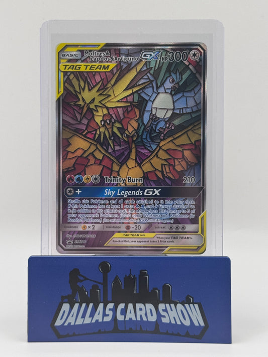 2019 Pokemon - Moltres & Zapdos & Articuno GX (Stained Glass) - SM210 Hidden Fates NM