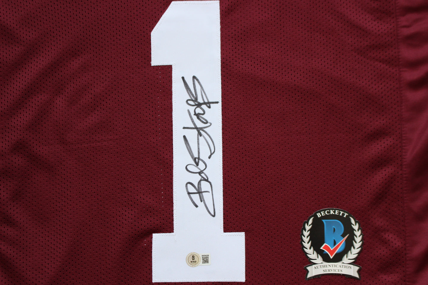 BOB STOOPS OU SOONERS SIGNED STAT FOOTBALL JERSEY Oklahoma BAS COA